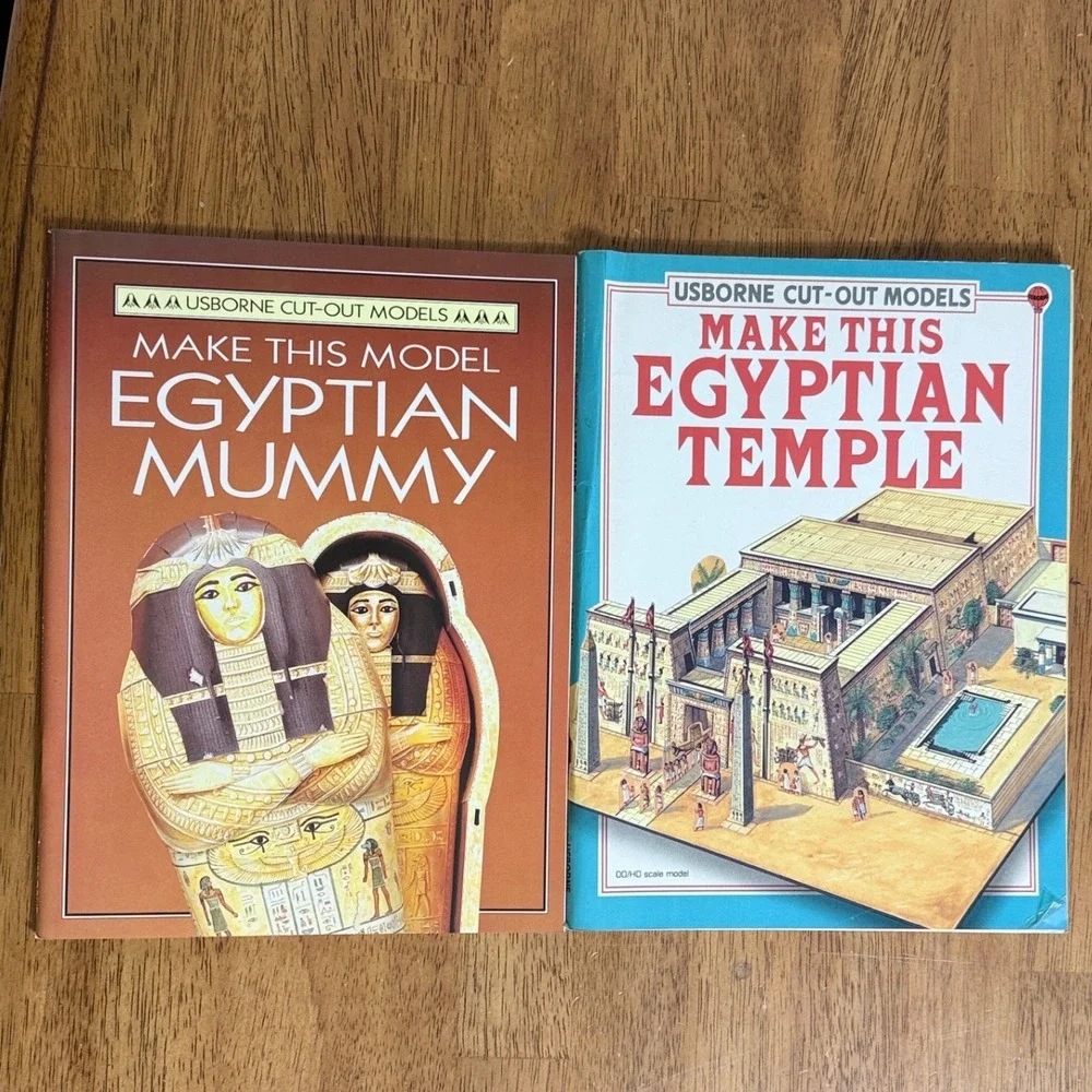 Lot of 2 Vintage Make This Model Series Egyptian Temple Mummy Cut Out